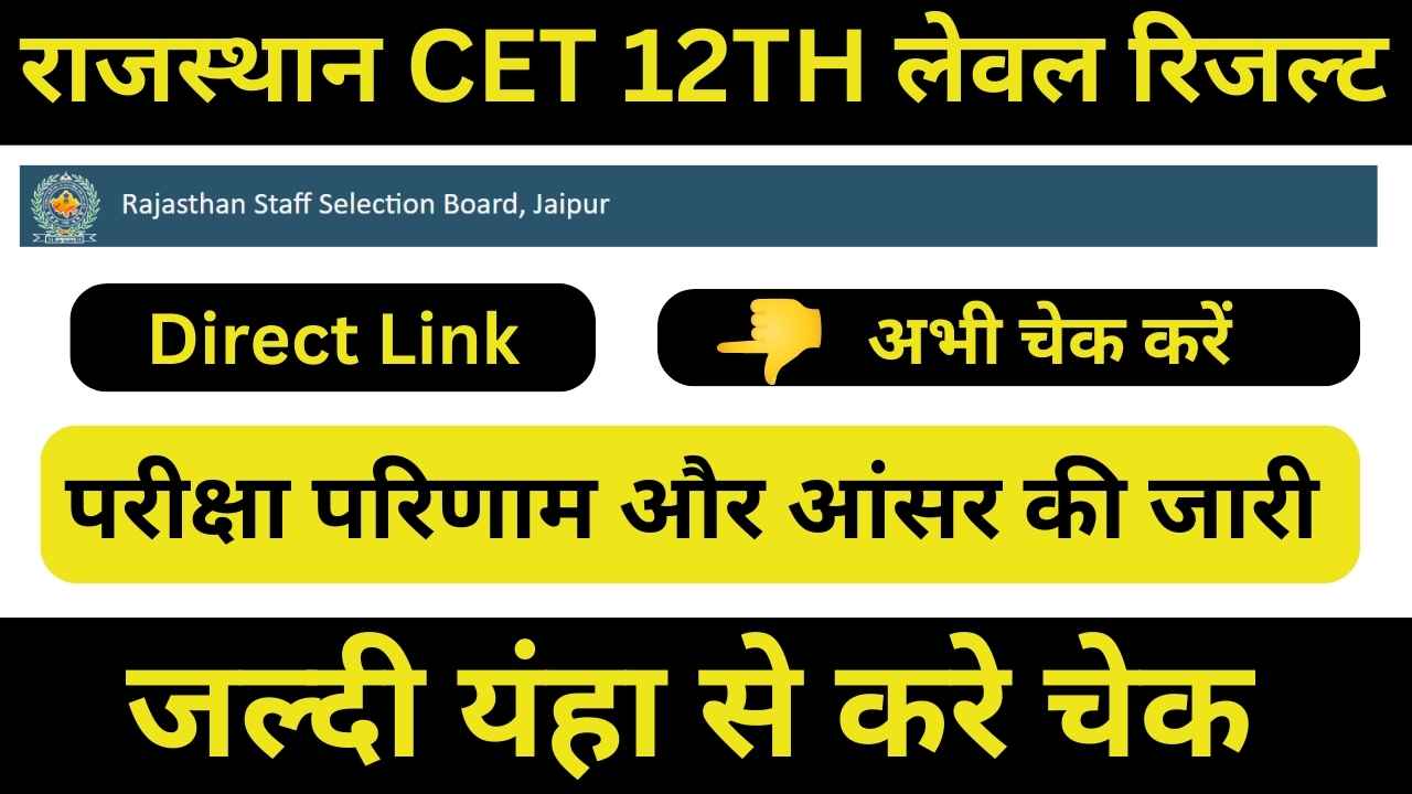 Rajasthan CET 12th Level Result 2024